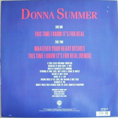 Donna Summer – This Time I Know It's For Real    12" - Imagen 2