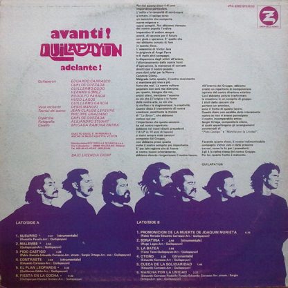 Quilapayún – Avanti! Adelante!     LP    album - Imagen 2